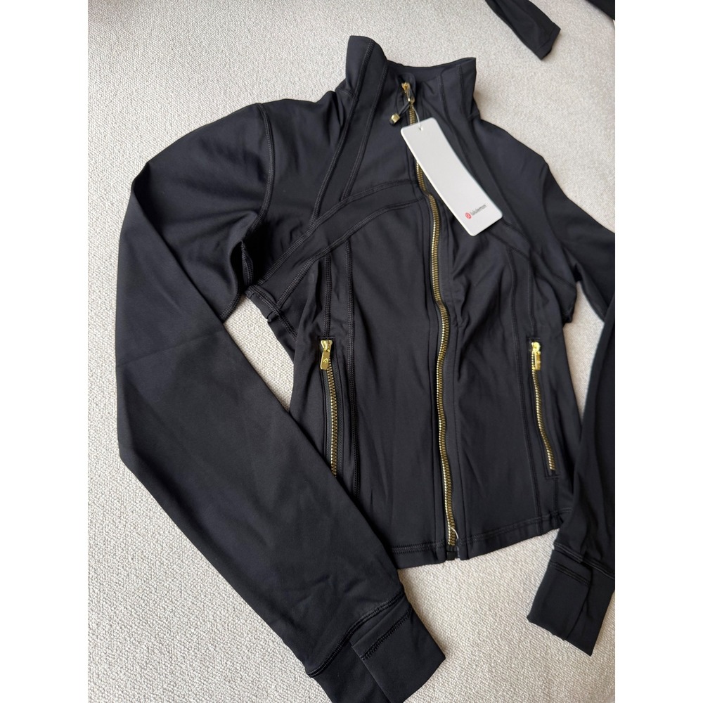 Lululemon Define Cropped Jacket Nulu Black Gold Zip & Leggings Set Size 6 NEW - Picture 3 of 8